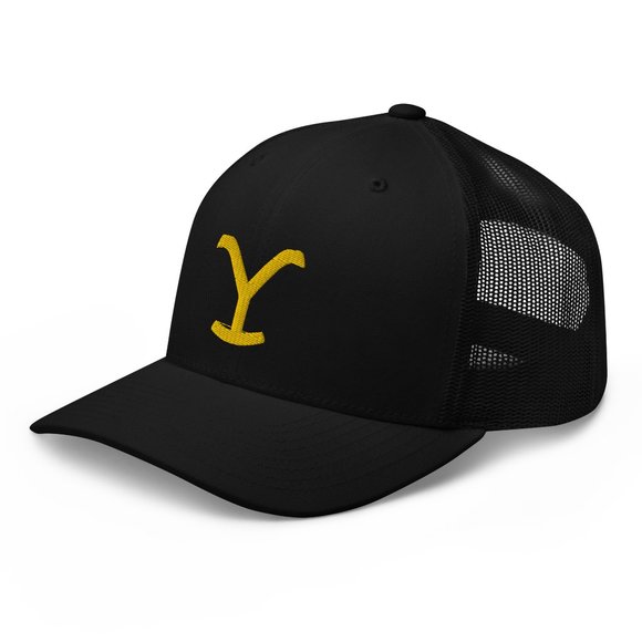 MEMI Apparel Accessories - Yellowstone “Y” embroidered black trucker hat snapback (W)
